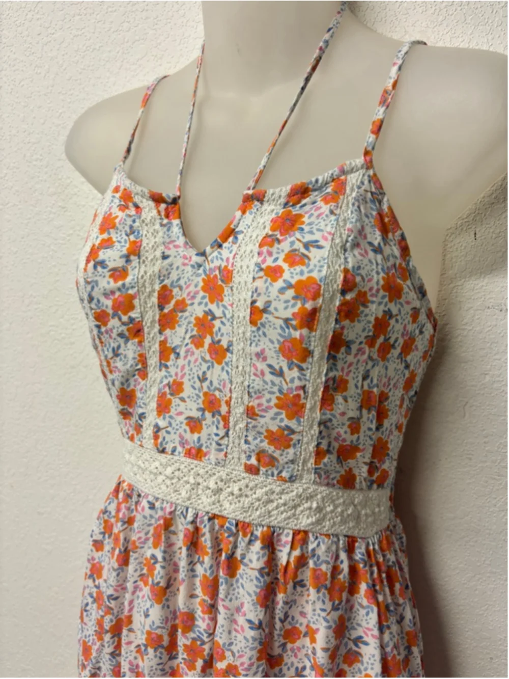 Sun Dress Jopana White Orange Floral High Low Dress Small - Picture 2 of 7